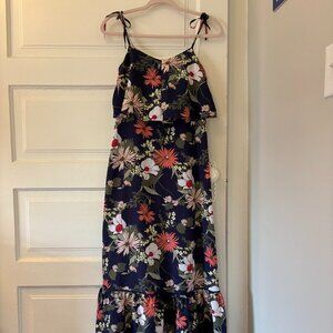 Blue Banana Republic Floral Ruffle Maxi Dress
